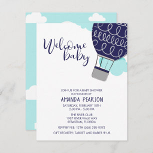 Baby Hot Air Ballon Babydusche Einladung