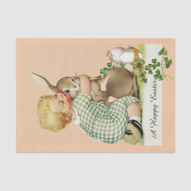 BABY HUGGING EASTER BUNNY, Pink Seidenpapier (Vorderseite)