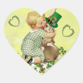 BABY HUGGING RABBIT HÖRT IRISH ST. PATRICK'S DAY Herz-Aufkleber