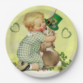 BABY HUGGING RABBIT IRISH ST. PATRICK'S DAY PARTY PAPPTELLER