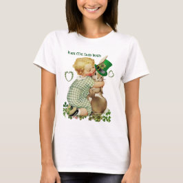 BABY HUGGING RABBIT LEPRECHAUN HAT, St. Patrick Da T-Shirt