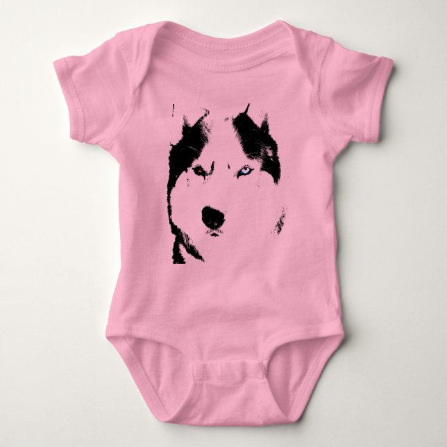 Baby Husky Strampler Kleinkind Hunde T-Shirt Bio S (Vorderseite)