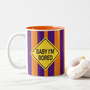 Baby Ich bin langweilig Orange Lila Stripes Zweifarbige Tasse