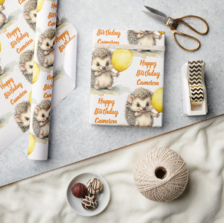 Baby Igel Gender Neutral Personalisiert Birthday Geschenkpapier
