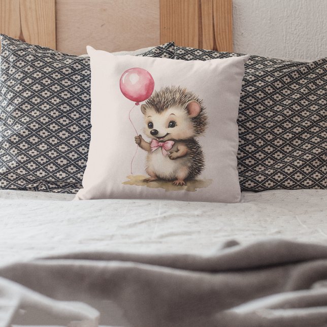 Baby Igel Pink Balloon Girls Kissen (Von Creator hochgeladen)