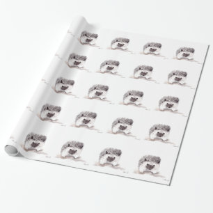 Baby-Igel-Tiere vintage süß Aquarell Geschenkpapier