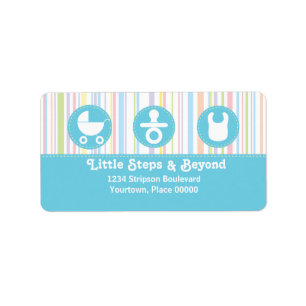Baby-Ikonen-Trio Stripes blaue Adresse Adressaufkleber