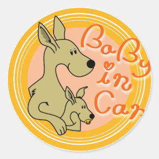 Baby im Auto Runder Aufkleber