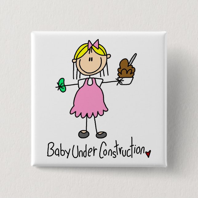 Baby-im Bau T-Shirts und Geschenke Button (Vorderseite)