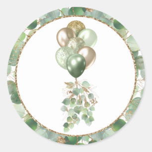Baby im Blut Ballon und Eucalyptus Baby Showroom Runder Aufkleber