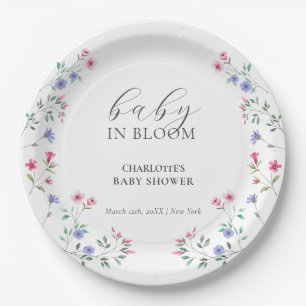 Baby im Blut Elegante Wildblume Babydusche Pappteller