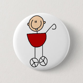 Baby im Wagen-Strichmännchen-Knopf Button