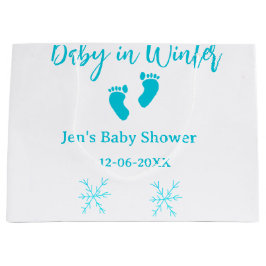 Baby im Winter duschen blaue Babyfüße Schneeflocke Große Geschenktüte