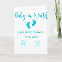 Baby im Winter duschen blaue Babyfüße Schneeflocke