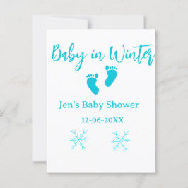 Baby im Winter duschen blaue Babyfüße Schneeflocke Postkarte
