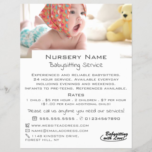 Baby in Babysitter, Kinderbetreuung, Kinderzimmer- Flyer (Vorne)
