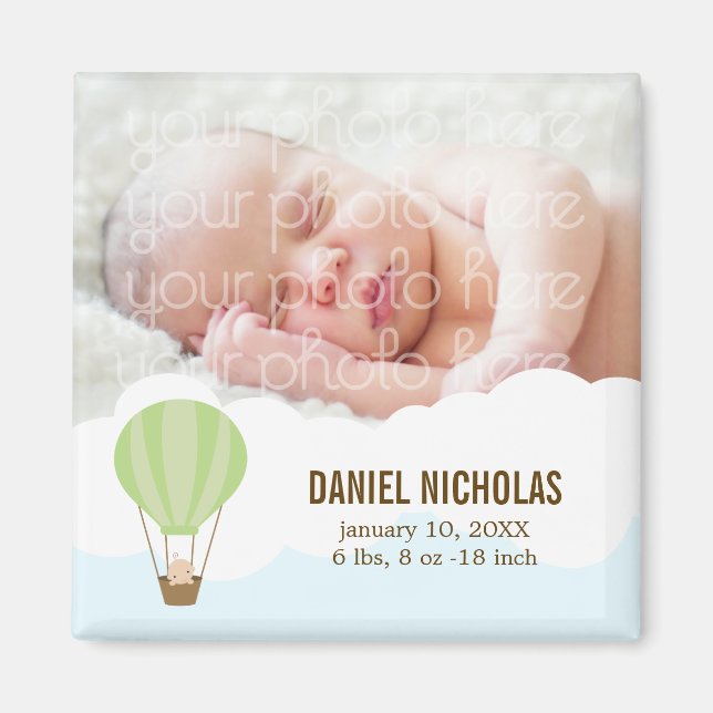 Baby in Balloon Baby Birth Announcements Magnet (Vorne)