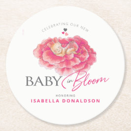 Baby in Bloimsy Aquarelldusche Runder Pappuntersetzer