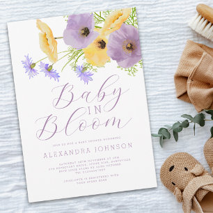 Baby In Bloom Aquarell Frühlingsblumen Einladung