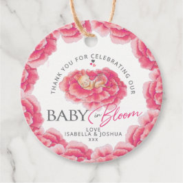 Baby in Bloom Aquarell Rosa Babydusche Geschenkanhänger