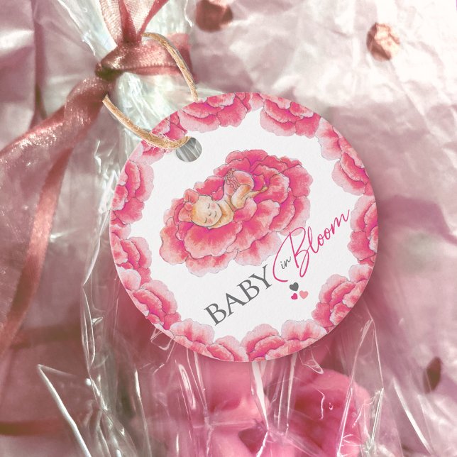 Baby in Bloom Aquarell Rosa Babydusche Geschenkanhänger (Von Creator hochgeladen)