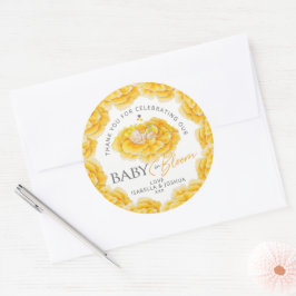 Baby in Bloom Aquarellgelbe Babydusche Gefallen Runder Aufkleber