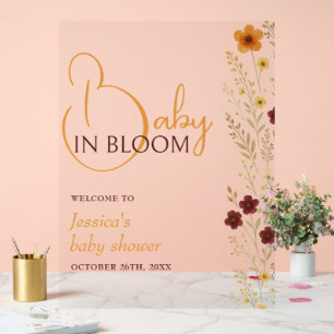 Baby in Bloom Autumn Baby Dusche Willkommen Acrylschild
