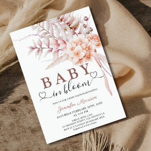 Baby in Bloom Baby Dusche Beige Frühlingsblüte Einladung
