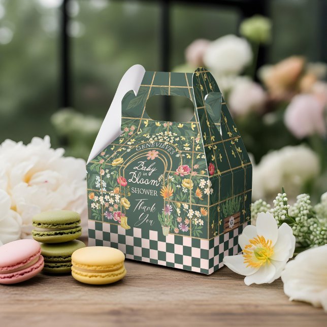Baby in Bloom Baby Dusche Blumengarten Greenhouse Geschenkschachtel (Baby in Bloom Baby Shower Floral Garden Greenhouse Favor Boxes)