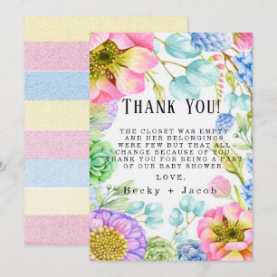 Baby in Bloom Baby Dusche Danke Karten