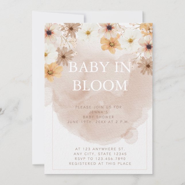 Baby in Bloom Baby Dusche Einladung (Vorderseite)