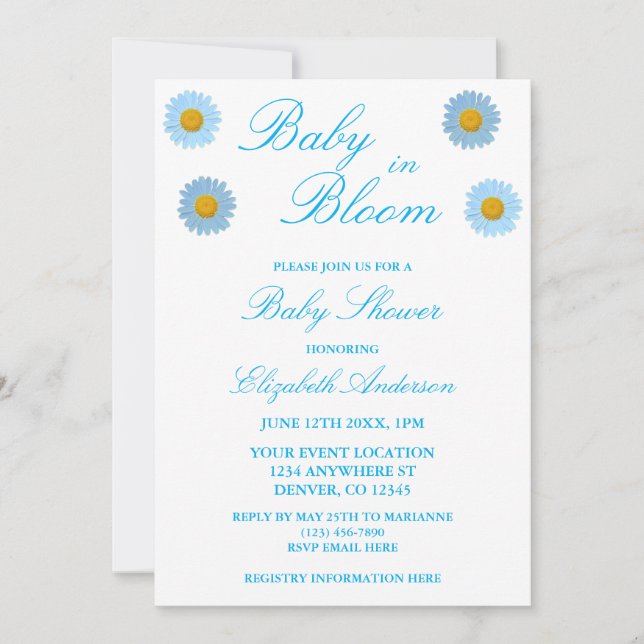 Baby in Bloom Baby Dusche Einladung (Vorderseite)