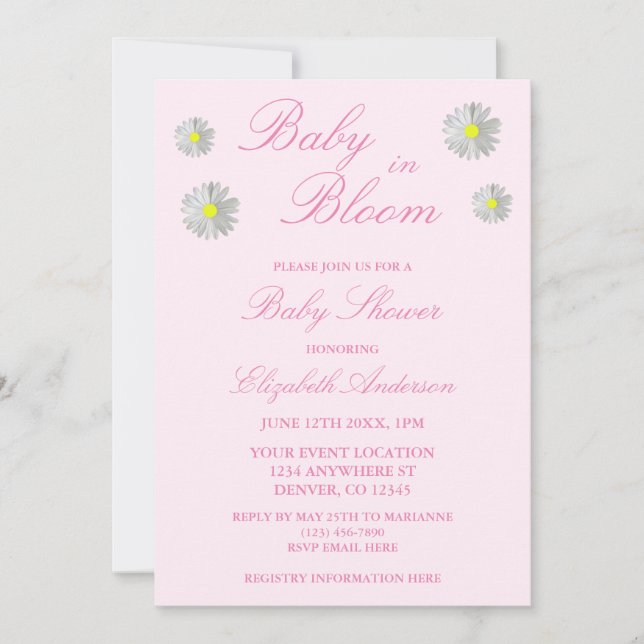 Baby in Bloom Baby Dusche Einladung (Vorderseite)