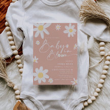 Baby in Bloom Baby Dusche Einladung Rosa Daisy