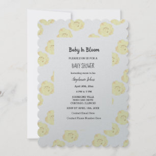 Baby in Bloom Baby Dusche Rose Bloral Grau Silver Einladung