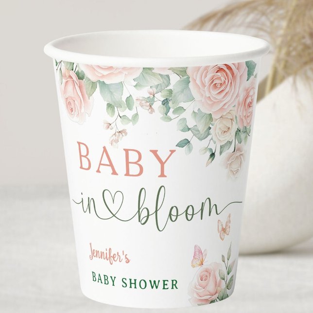 Baby in Bloom Baby Dusche Roses Girl Floral Pappbecher (Von Creator hochgeladen)