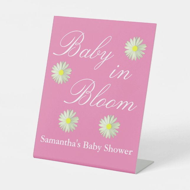 Baby in Bloom Baby Dusche Sockelschild (Vorderseite)