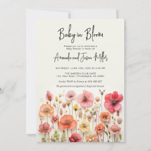 Baby in Bloom Baby Dusche Sommer-Blume Save The Date