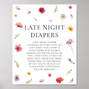 Baby in Bloom Baby Dusche Spate Night Diapers Game Poster
