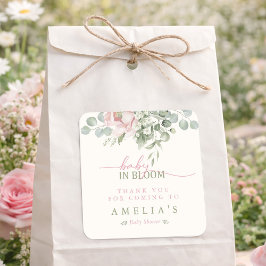 Baby in Bloom Baby Girl Shower Thank You Quadratischer Aufkleber