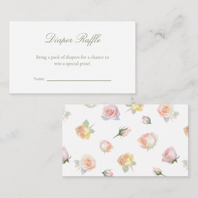 Baby in Bloom Baby Showdiaper Raffle Ticket Begleitkarte (Vorne/Hinten)
