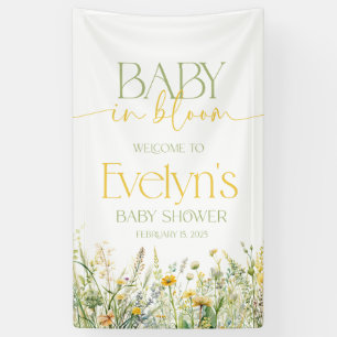 BABY IN BLOOM BABY SHOWER BANNER GRÜN UND GELB