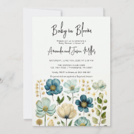 Baby in Bloom Baby Shower Blue Boy Blume Save The Date