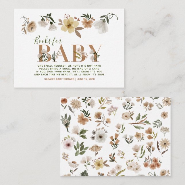 Baby in Bloom Baby Shower Boho Buchanfrage Begleitkarte (Vorne/Hinten)