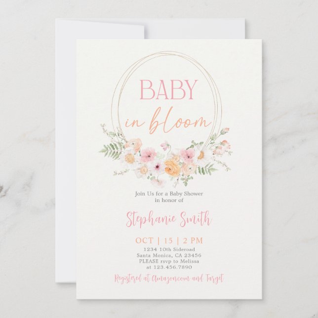 Baby in Bloom Baby Shower Girl Einladung (Vorderseite)