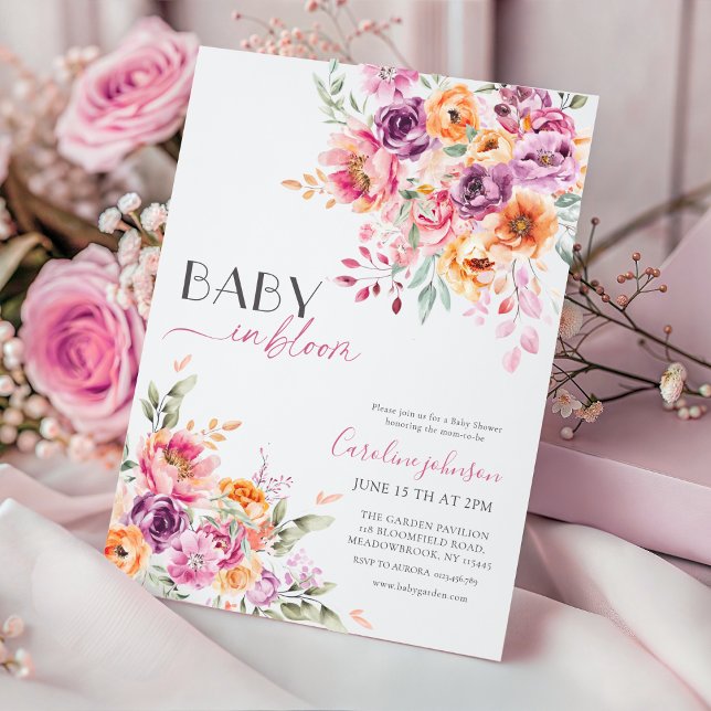 Baby in Bloom Baby Shower Invitation | Blush Pink  Einladung (Von Creator hochgeladen)