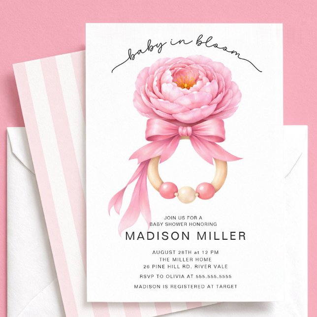 Baby in Bloom Baby Shower Invitation Girl Pink Einladung (Von Creator hochgeladen)
