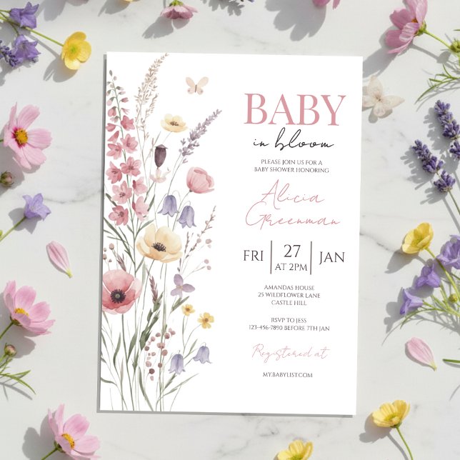 Baby in Bloom Baby Shower Invitation Wildflowers Einladung (Von Creator hochgeladen)