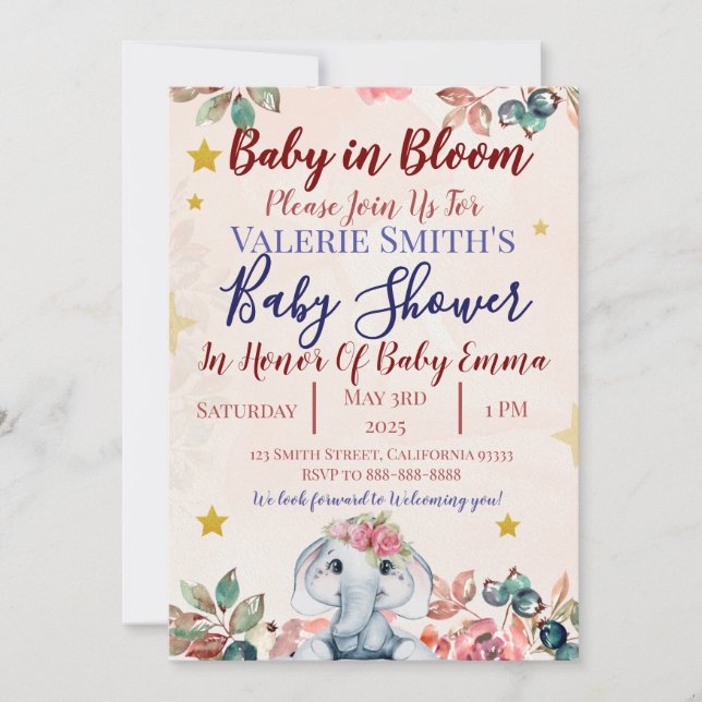 Baby In Bloom Baby Shower Invitations! Einladung (Vorderseite)