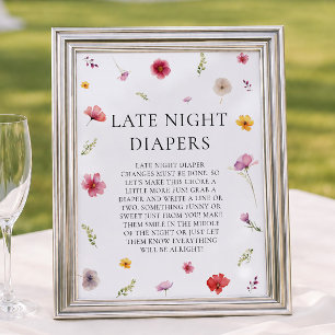 Baby in Bloom Baby Shower Late Night Windeln Spiel Poster